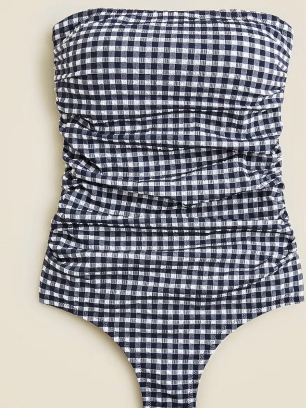 J. Crew Factory Black & White Gingham Strapless One-Piece Swimsuit - Picture 3 of 3